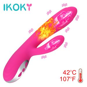 IKOKY 12 Speed Rabbit Dildo Heating Vibrator sexy Toy for Women Vaginal Massager Masturbação Feminina G Spot Clitoris Stimulator