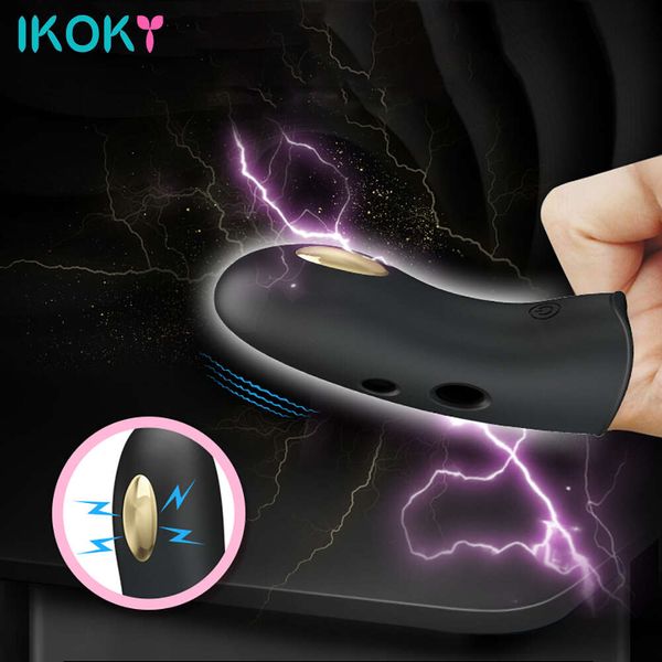 Ikoky 18K Sangle d'or sur vibratrice de doigt Toys sexy pour homme femme g massage de massage clitoris stimulation anale 7 Fréquence érotique