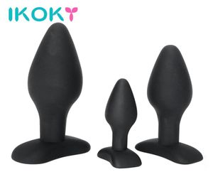 Ikoky 3pcSset Butt Plug Sex Toys for Men Femmes Gay Black Anal Plux Prostate Masseur Adult Products Anal Trainer Sex Shop SML Y8047548