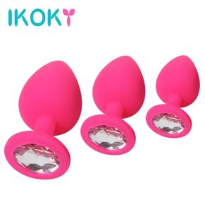 IKOKY 3PCSSet Silicone Plug Anal Butt Plug Unisexe Diamant Sex Stopper Jouets Adultes pour Hommes Femmes Entraîneur Anal pour Couples Y18928033437489