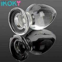 IKOKY 50mm Grand Cristal Butt Plug Vagin Ball Grand Pyrex Verre Anal Gode Perle Faux Adulte Masturbate Sex Toys pour Femmes Hommes Gay L230518