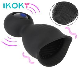Ikoky cockring gland vibrateur 9 modes de pénis masseur masturbation mâle jouets sexy pour les hommes retardés éjaculation coq