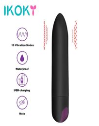 Vibradores de bala de consolador Ikoky Clitoris Estimulador vaginal Massorger Fuerte Vibración G Punto Orgasmo Toyes sexuales para mujeres 10 Velocidad S1012311979