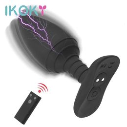 IKOKY choc électrique Plug Anal vibrateur 10 fréquence sans fil télécommande jouets sexuels pour hommes femmes masseur de Prostate 240312
