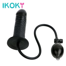 Ikoky Inflable Masturbator Anal Plug enorme con bomba Sexy Shop Pene falso Juguetes para mujeres Producto para adultos