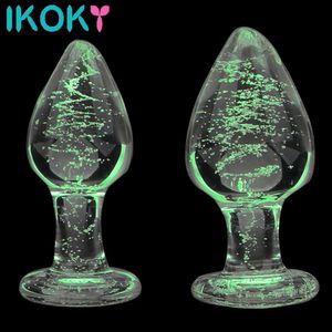 Ikoky Luminoso Glass Butt Title Totiny Toys para adultos Juguetes eróticos Joyas Crystal Beads Anal Shop sin vibración 240417