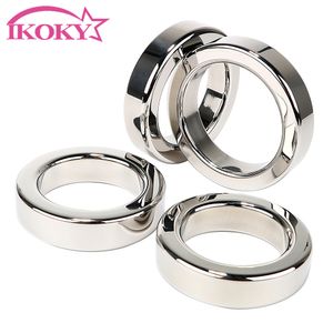 IKOKY Metalen Cock Ring Mannelijke Kuisheidsgordel Apparaat 8mm Dikte Rvs Penis Ringen sexy Speelgoed voor Mannen vertraging Ejaculatie