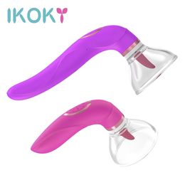 Ikoky Tepel Kut Zuigen Dildo Vibrator Tong Likken Clitoris Stimulator Vrouwelijke Masturbator Speeltjes Voor Vrouw Winkel 240312
