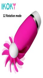 IKOKY Vibrador para lamer oral Rotación Masturbador femenino Estimulador de clítoris Juguetes sexuales para mujeres Masaje de clítoris de senos Producto adulto S3101394