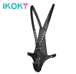 Ikoky Pu Leather Sm Bondage Sexy Man G Strings Juego de rol Juegos para adultos Juguetes sexuales para juguetes eróticos masculinos J1905236557305