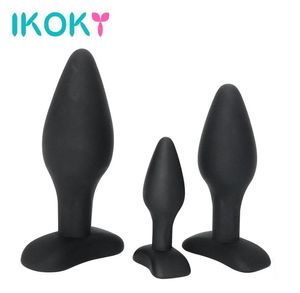 Ikoky sexy noir silicone anal plug massage toys sexe adulte for women man gay anal mais plug set boutons fest plugs products sexe Q13044008