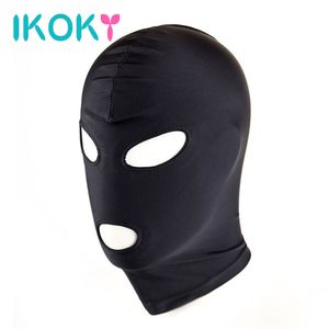 IKOKY – masque de tête Sexy, jouets érotiques d'esclave SM, masque de retenue de retenue, noir, jeux pour adultes, couvre-chef sexuel, jouets sexuels pour Couple S924