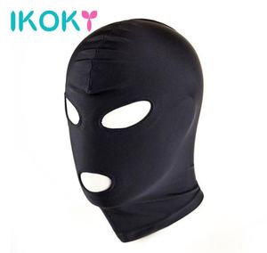 Ikoky Sexy Head Mask Slave Erotic Toys Sm Bondage Restraint Hood Mask Black Adult Games SexedGear Sex Toys For Couple S9245993474