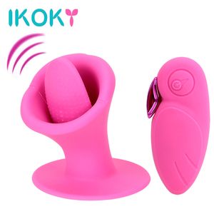 Ikoky Tongue Vibrator Suck Licking 10 Speed Nipple Clitoris Stimulator Oral Sex Massager Female Masturbator Sex Toys For Women Y19062702