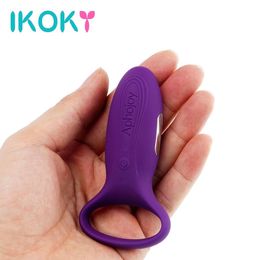 Ikoky vibrant pénis anneau pénis manche de bite de bite retard éjaculation clitoris stimulateur toys pour hommes couple q1707182869292