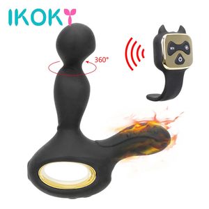 Ikoky vibration de chauffage rotatif vibrateur Plug anal masseur de la prostate Silicone Sex Toys for Women GSPOT PRODUCTS ADULTS 240312