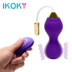 IKOKY Vibrateur Kegel Ball Vaginal Exercice Serré Ben Wa Ball Télécommande Sans Fil Oeuf Vibrant Adulte Sex Toys pour Femmes S1018