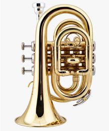 Il belin Mini trompeta de bolsillo Bb instrumento de viento de latón plano con boquilla guantes paño de limpieza estuche de transporte