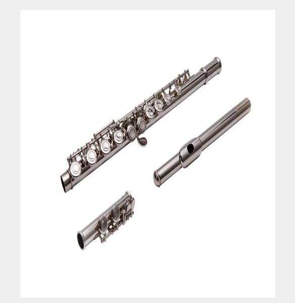 Il belin Flauta de concierto occidental plateada, 16 agujeros, llave C, instrumento de viento de madera de cuproníquel con grasa de corcho