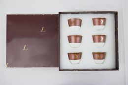 Ilivi Monogram Chinaware Porcelain Tea Cup Set 6 Water Coffee Cup Bottle Ceramic Handmade Limited Edition Luxury Branded Leather Gift Box Christmas Present