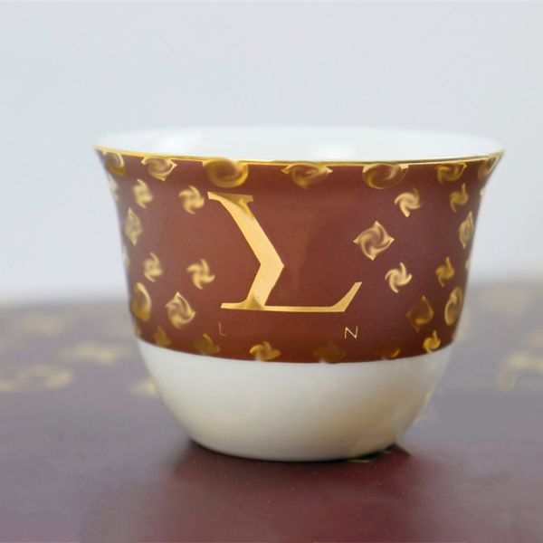 ILIVI Monogram chinaware taza de té de porcelana Set 6 Taza de café de agua Botella de cerámica Hecho a mano Edición limitada Caja de regalo de cuero Regalo de Navidad Pareja de marca de lujo
