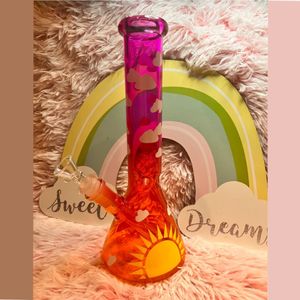 Bong de vidrio Hookahs Shisha Base de vaso Dab Rigs Downstem Perc Bongs de agua Tubo de vidrio para fumar con un recipiente de 14 mm