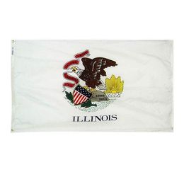 Bandera de Illinois Estado de EE. UU. Banner 3x5 FT 90x150cm Bandera del estado Festival Fiesta Regalo 100D Poliéster Interior Exterior Impreso Venta caliente