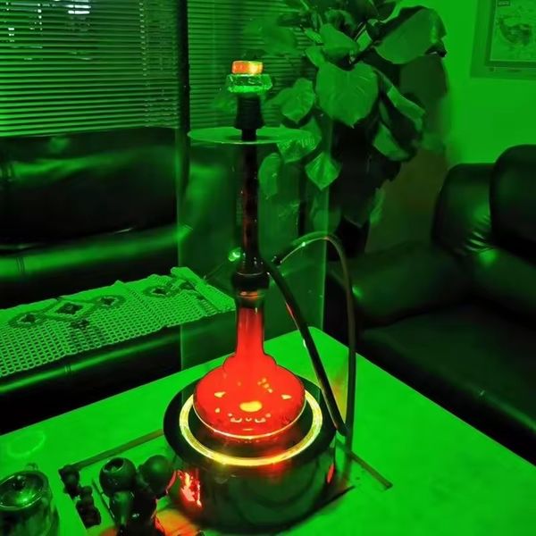 Narguilé éclairé Base Led faisceau lumineux Laser Shisha Base barre décorations Led vert Laser piédestal Laser narguilé Glorifier support