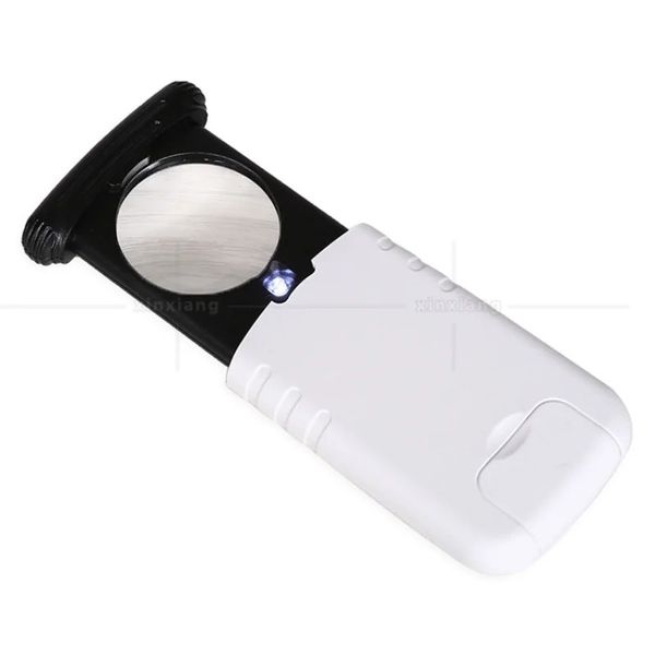 Loupe LED illuminée Magnificateur, mini-magnificiel pliable de poche loupe de poche de bijoux portable lecture loupe loupe loupe de loupe