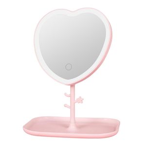 Mirroros iluminados LED de maquillaje de espejo con almacenamiento de escritorio de dormitorios femeninos de estudiante ligero