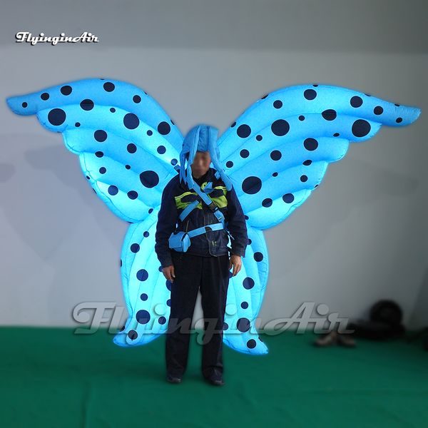 Ailes de papillon gonflables illuminées Costume de papillon portable pour adulte avec lumière LED pour défilé et spectacle sur scène