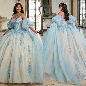 Illusion Quinceanera robes chérie Spaghetti STAPS DES MARCHES AMOVABLES