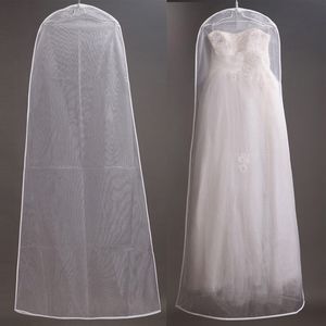 Robe de mariée en gaze de cristal blanc, Illusion, housse anti-poussière, longue robe de mariée, sac anti-poussière, respirant, transparent