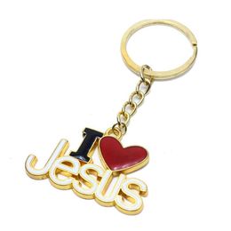Ilove Jésus Christ Amour Porte-clés Pendentif Bague Bijoux Religieux300y
