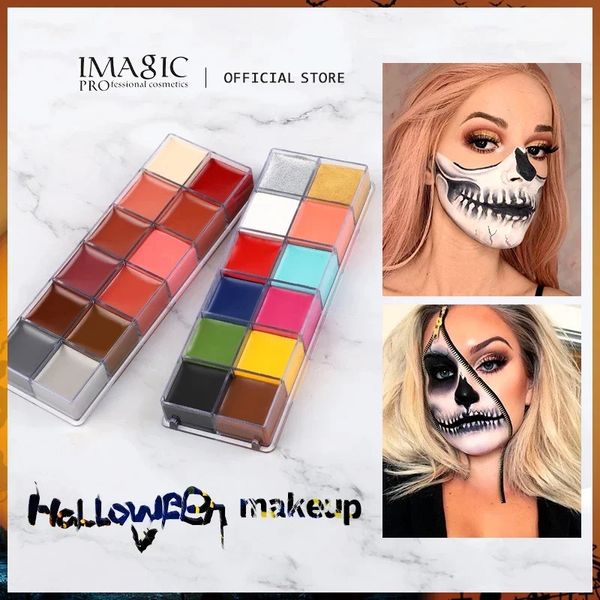 IMAGIC 12 colores Flash tatuaje cara pintura corporal pintura al óleo arte fiesta de Halloween vestido de lujo herramientas de maquillaje de belleza 240108