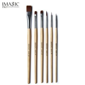 Imagic 6 stks / set borstel schilderij verfborstel voor lichaam en gezicht make-up penseel set tools met houten handvat en Kolinsky