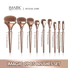 IMAGIC 9 pièces pinceaux de maquillage ensemble fond de teint surligneur ombre à paupières poudre de fard à joues mélange de nylon doux outil de beauté cosmétique pour les yeux du visage 240115