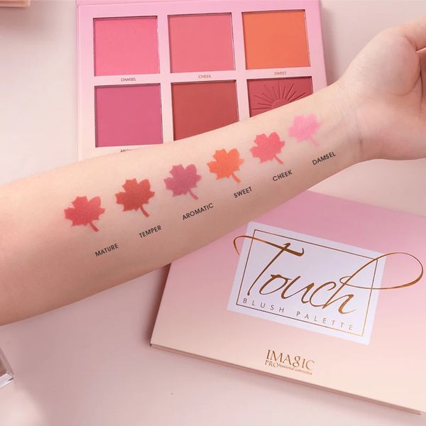 IMAGIC Blush Palette Maquillage Professionnel Joue Blush Perle Orange Pigment Haute Qualité Beauté Cosmétique Maquillage Blushes 6 Couleurs 231227