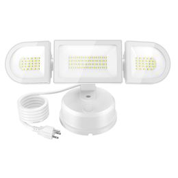 Imaihom 65W buiten, 6500LM plug-in LED-lamp met 3 verstelbare koppen, IP65 waterdichte buitenschijnwerper, 6500K externe veiligheidsverlichting voor tuingarage