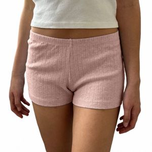 Imcute Femmes Rétro 2000s Esthétique Lounge Shorts Taille élastique Solide Slim Fit Pyjama Shorts Été Y2K Streetwear Casual Bottoms D1i9 #