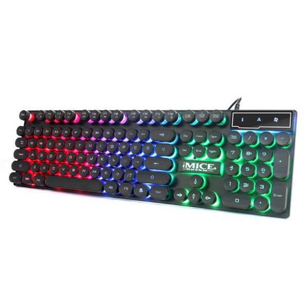 Teclado mecánico IMICE AK-800, sensación de cable USB, 104 teclas, teclados de silicona luminiscentes RGB para ordenador, portátil, PC y escritorio