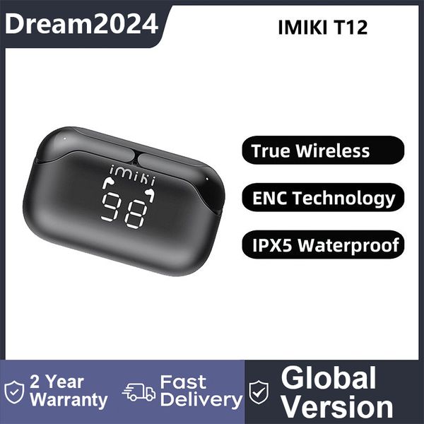 IMIKI T12 True Wireless Bluetooth Écouteurs IPX5 étanche et résistant à la transpiration Batterie longue de 90 jours