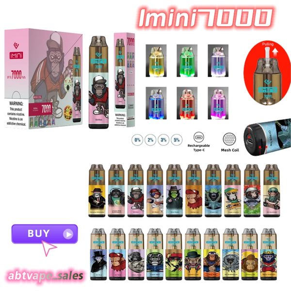 Imini 7000puffs Desechable E Cigarrillos Pod Dispositivo Kit Batería recargable Carros de 15 ml Pods precargados Vape Big Puff 7k 8K 9K 10K vs RnM Vapes 8000 9000 10000 Puffs