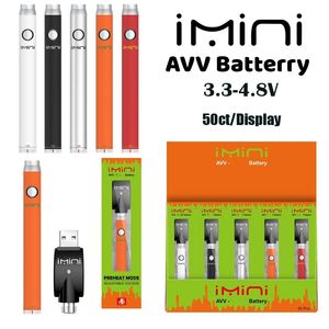 Kit de batterie Imini Slim Pen 510 batteries à fil VV 380mAh préchauffage pour chariots à huile D8 D9 D10 avec chargeur USB noir rouge blanc Orange argent couleurs cartouches chariot batterie