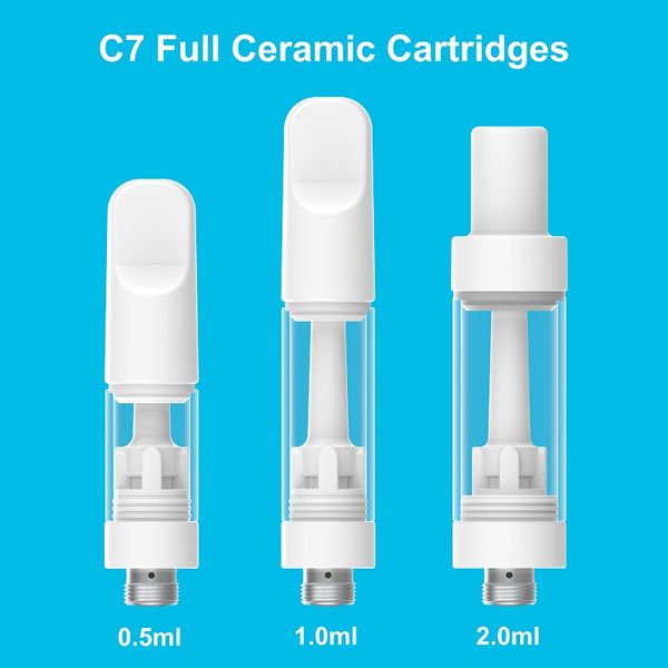 Imini chariot en céramique complet Bulbe Pyrex Glotte gras 0,5 ml 1,0 ml 2,0 ml ATomizer d'huile de vape de cartouche pour 510 Charillons vides à huile mince / épaisse 510 batteries compatibles