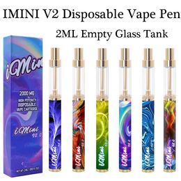 IMINI V2 Desechable Vape Pen E cigarrillo 2ml Vidrio Tanque vacío Carros Starter Kit 550mah Batería recargable USB