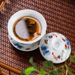Imitation de dynastie Ming Gai Wan Set Set Os Bone China Tea sets Dehua Gaiwan Tea Potcelain Pot Set pour voyager Beautiful Easy Kettle