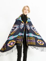 Imitatie Kasjmier Dames Plaid Sjaal Met Capuchon Winter Luxe Sjaal Dame Wrap Deken Pashmina Poncho Capas Mujer Feminino Inverno 231229