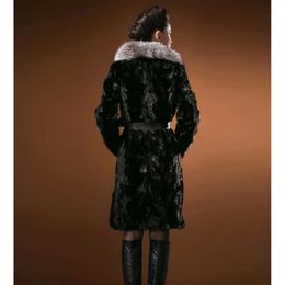 Manteau Imitation, pour femme, Style Long renard, manteau en fourrure de vison entier 899071