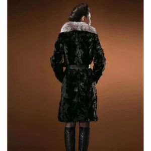 Manteau Imitation, pour femme, Style Long renard, manteau en fourrure de vison entier 899071